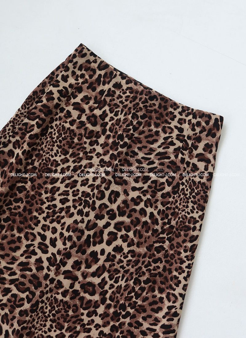 leopard leopard print maxi long skirt