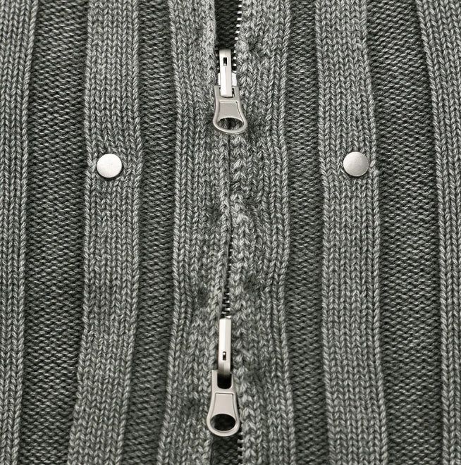 Terry Pigment Ribbed Knit Zip-Up