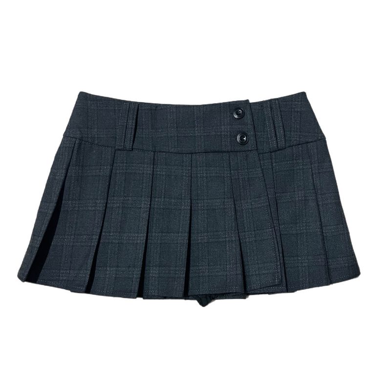 Wrap Check Pleated Mini Skirt