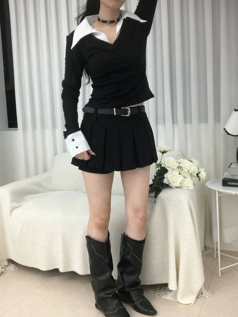 Belt Two-buckle Mini Skirt Pants