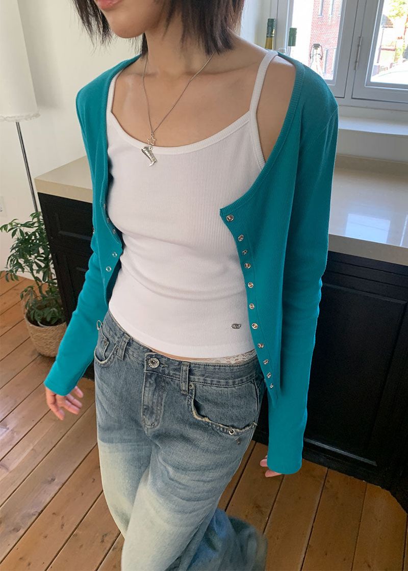 COLOR RIB SLEEVELESS (6color)