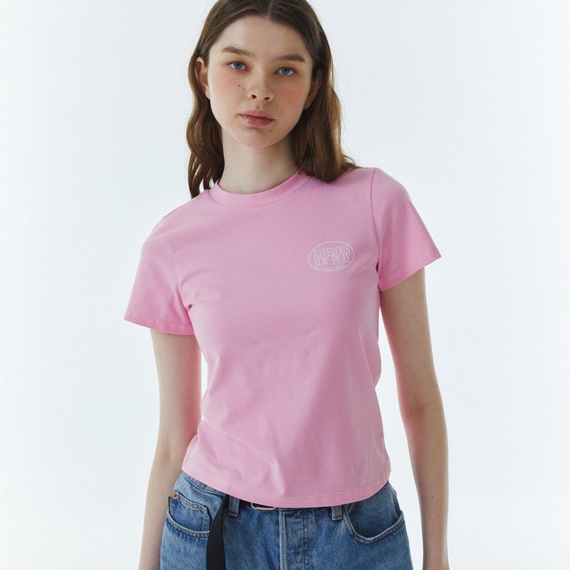 Shape Logo Slim Span T-Shirt Pink