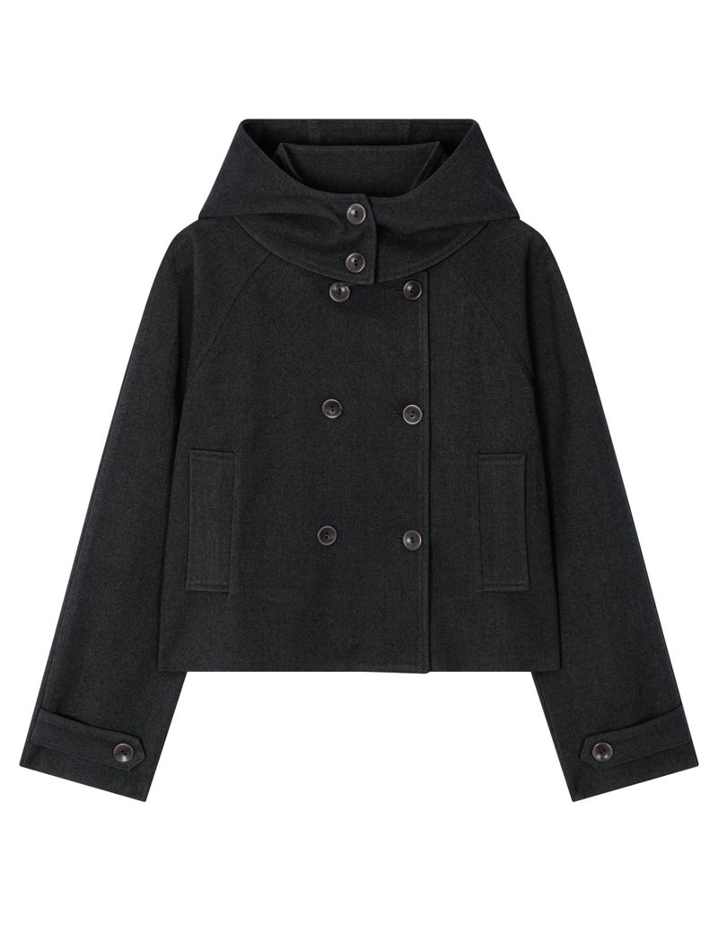 SOFT HOODED COAT(CHARCOAL)