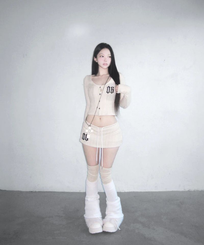 chrome cable knit skpt (3colors)