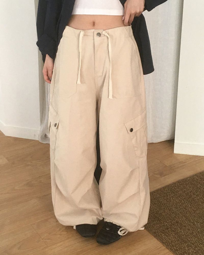 Cesar Wide Cotton Two-Way Cargo Pants