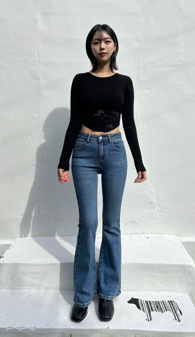 BASIC SPANDEX BOOTCUT DENIM PANTS code 18311