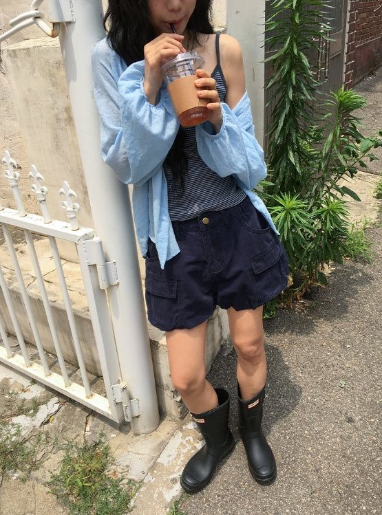 Kasumi Stripe Color Matching Button Sleeveless