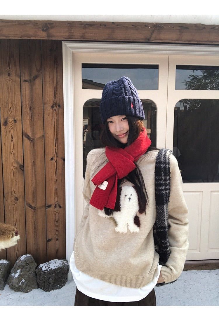 brown flower wool fleece zip-up