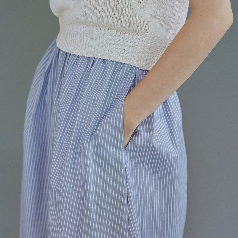 Stripe shirring skirt