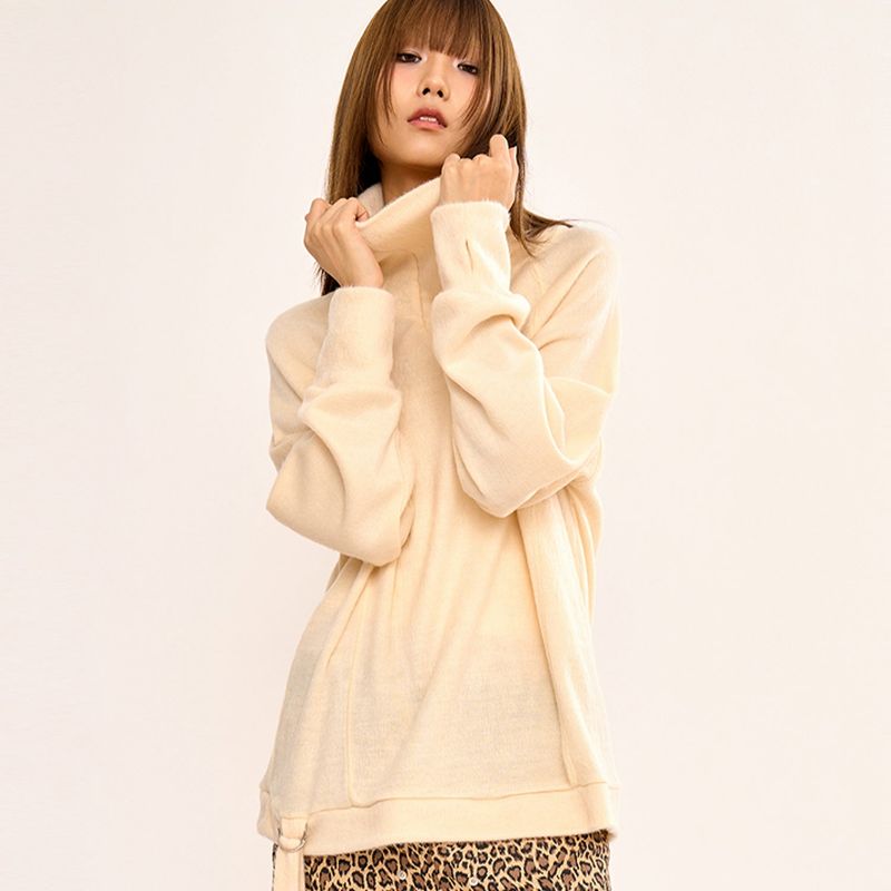 Hairy Zipslit Pullover - Ivory