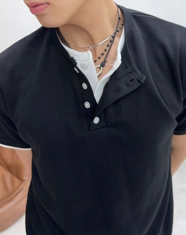 Para Soft Henley Neck Short Sleeve Tee