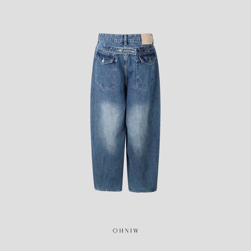 シンチバックバルーンデニムパンツ