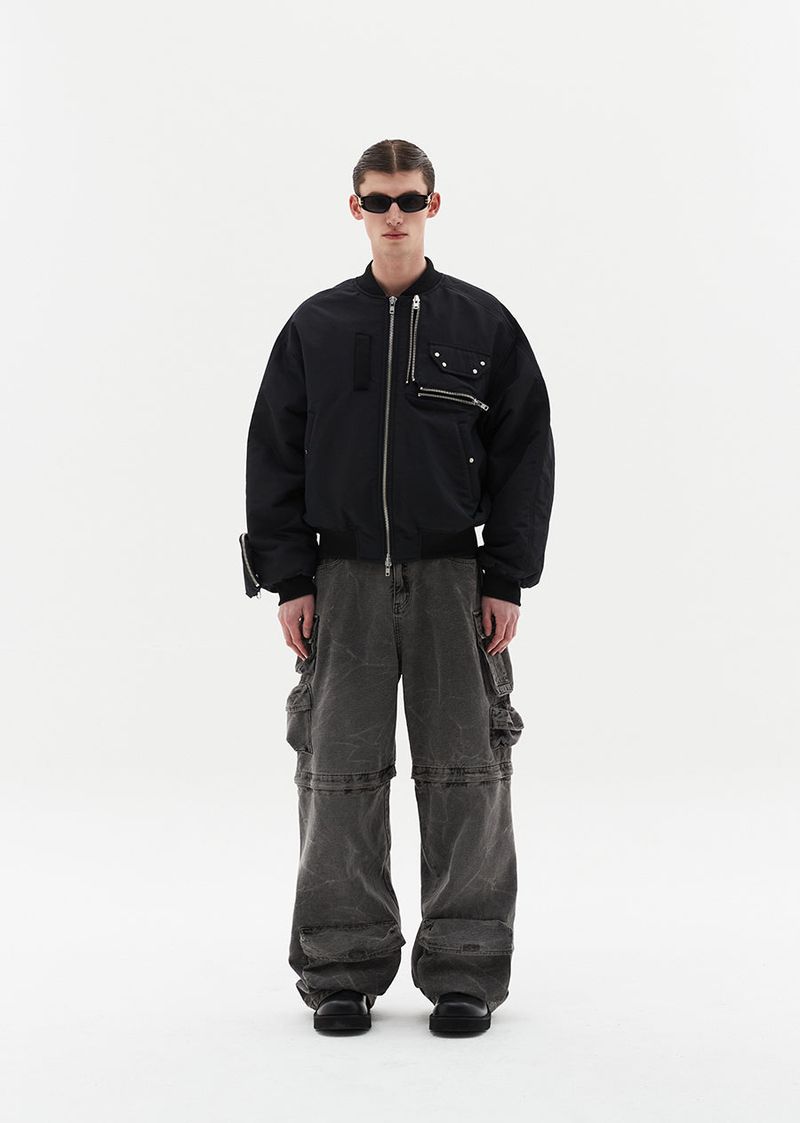 multi zipper bomber jacket
