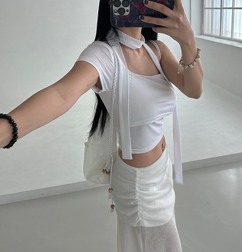 see-through layered maxi long skirt