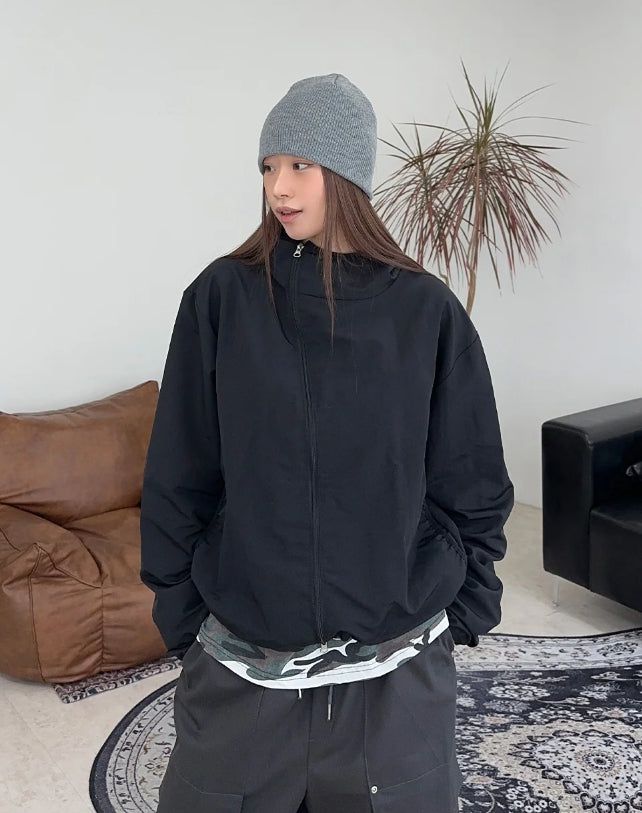 Rippen diagonal zipper windbreaker