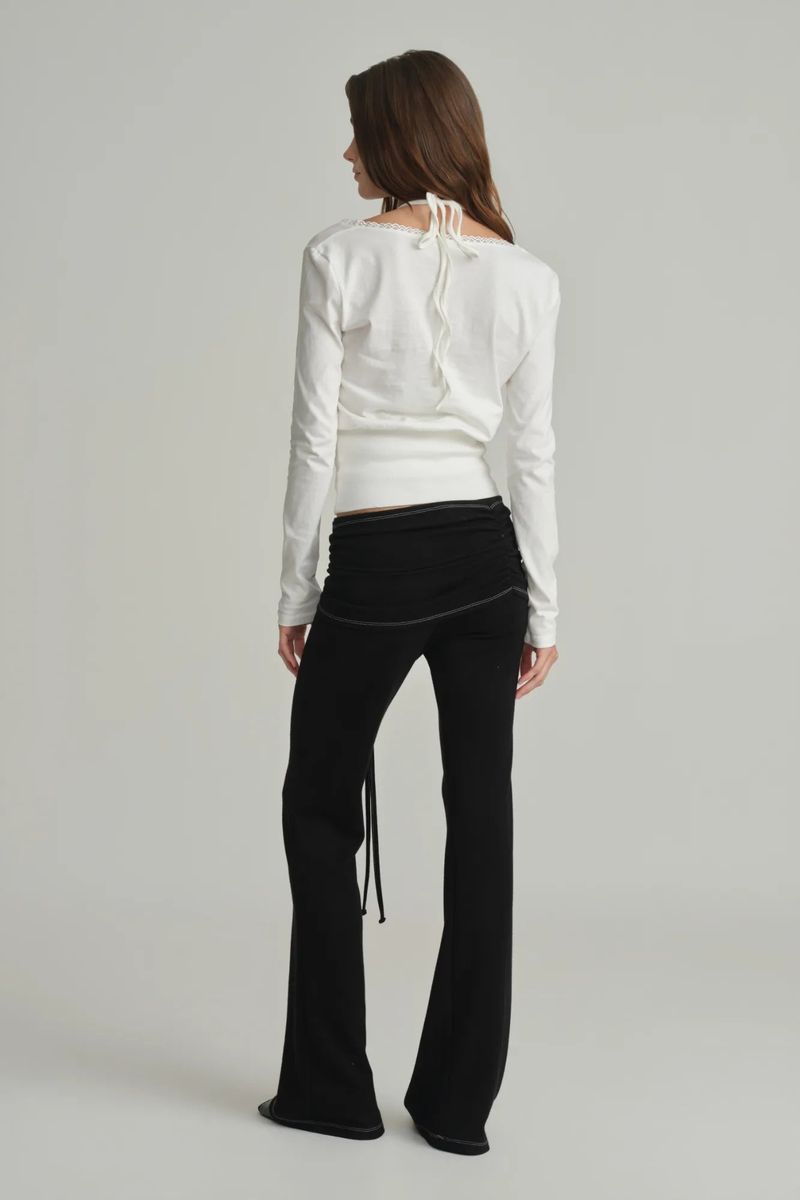 Ballet studio flare line pants, Black