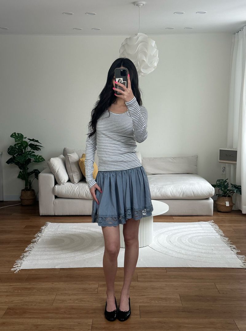 lace satin mini skirt