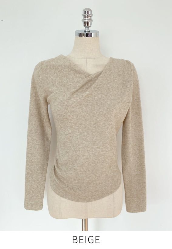 Delo Shirring Unbalanced Drape Knit