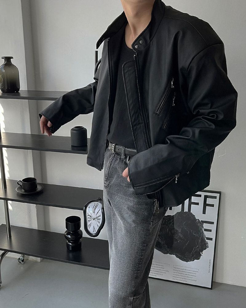 OA Padded Matte Coated Leather Jacket (2 colors)