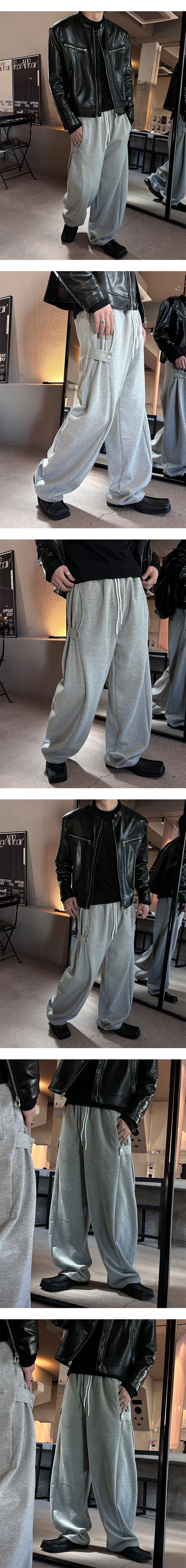 [Unisex] Side strap wide sweat pants(4color)