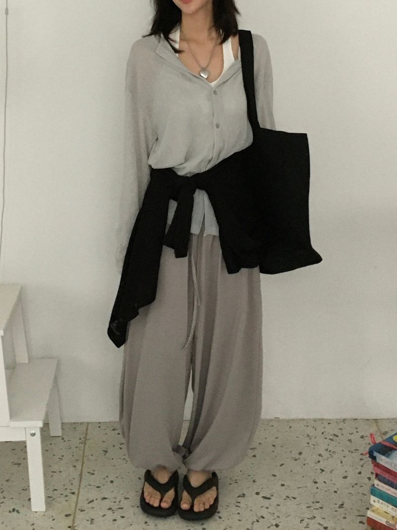 Harem Rayon Wide Banding Pants (3c)