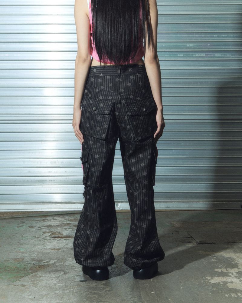 denim cargo pt - black