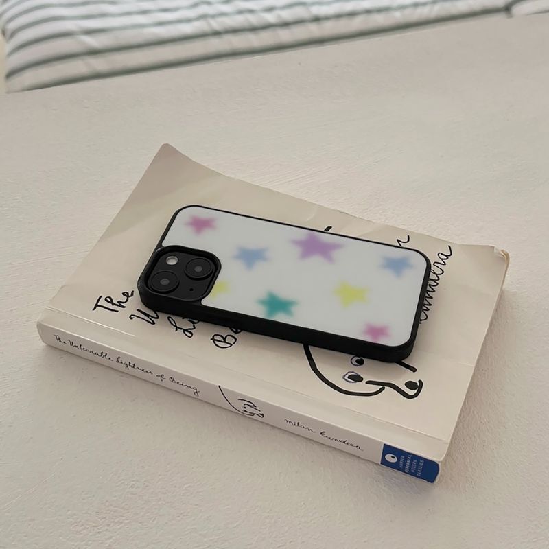 pastel star glossy glass bumper case