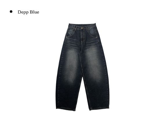 Bowling Hem Snap Wide Washing Denim Pants