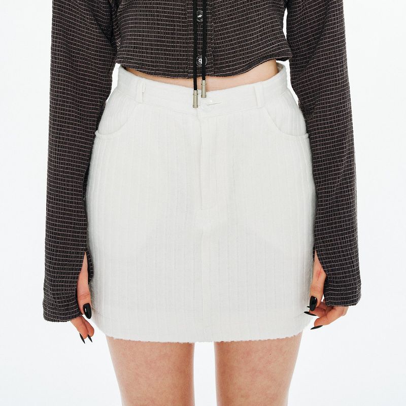 Eco Fur Short Skirt [White]