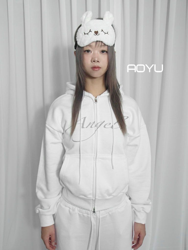 aoyu（アオユ）の「Angel Two Way Loose Fit Hoodie Zip-Up 2 colors（Tops）」