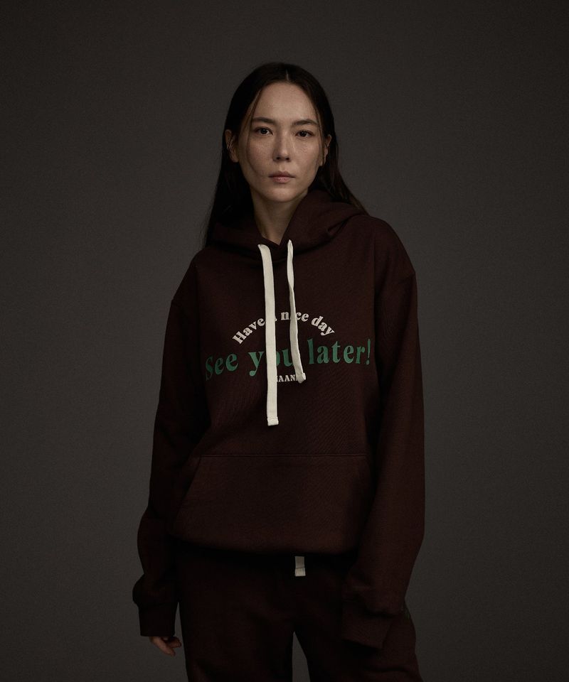 W HAAND LOGO GRAPHIC HOODIE BROWN