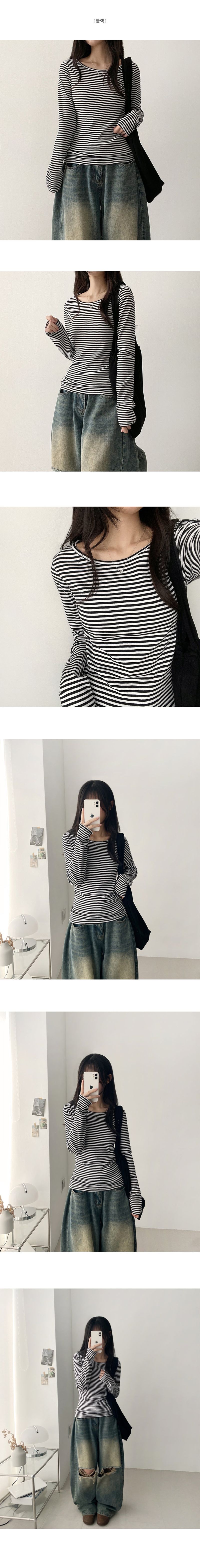 Brae UネックダンガララウンドロングスリーブTシャツ