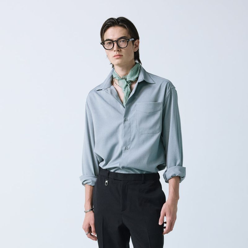 S SY(エスエスワイ)の「breeze line stripe shirt ash blue(Tops)」