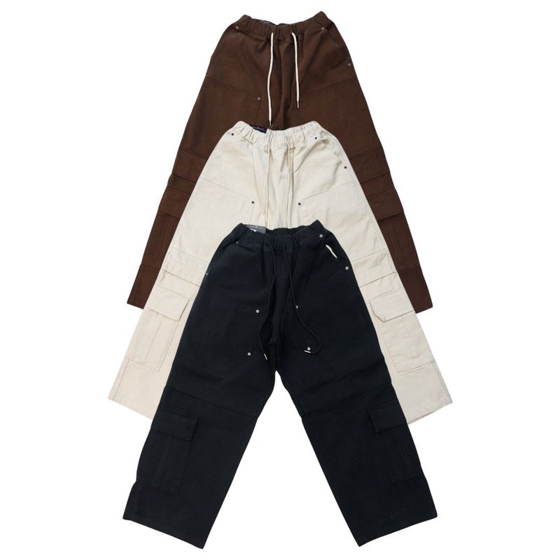 Wide Peach-Finish Double-Knee Balloon Pants