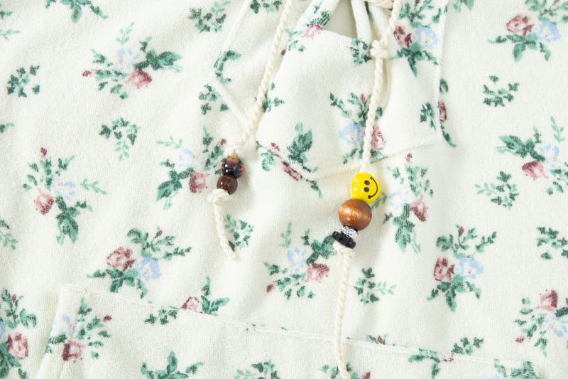 floral terry anorak cream
