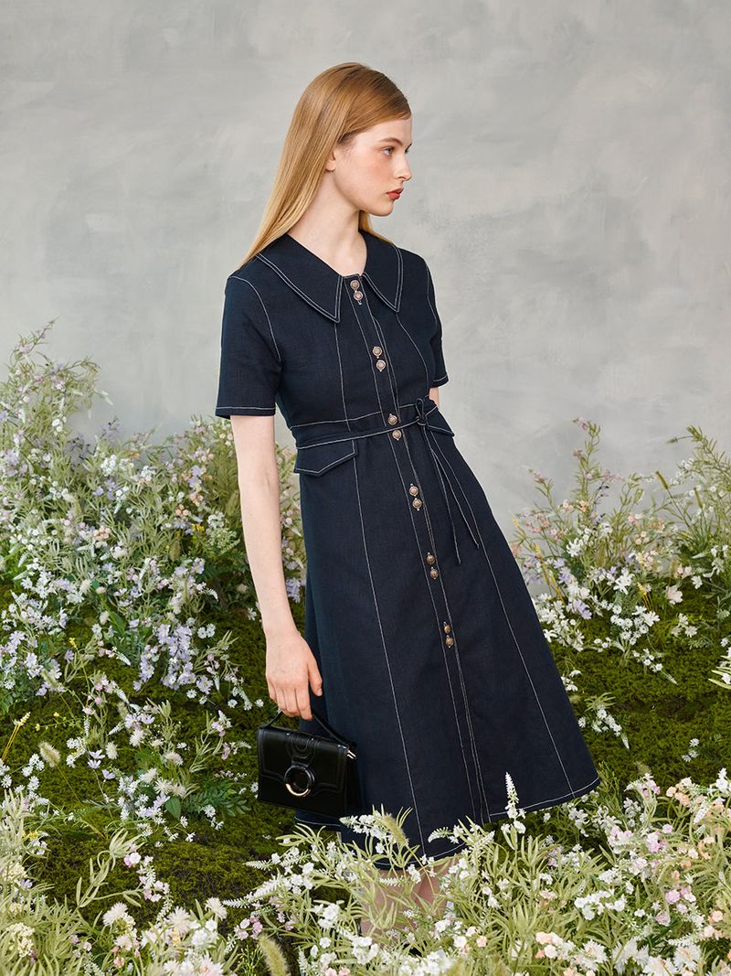 Two Button Collar Stitch Dress