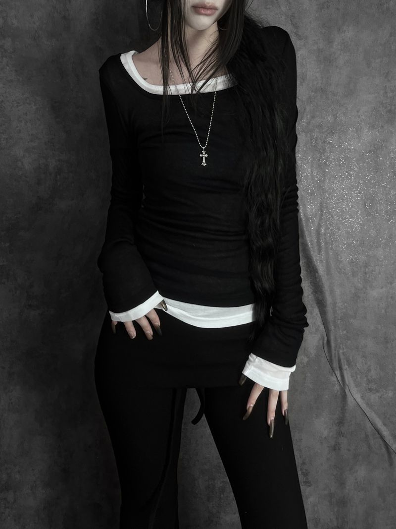 tencel square neck T (3color)