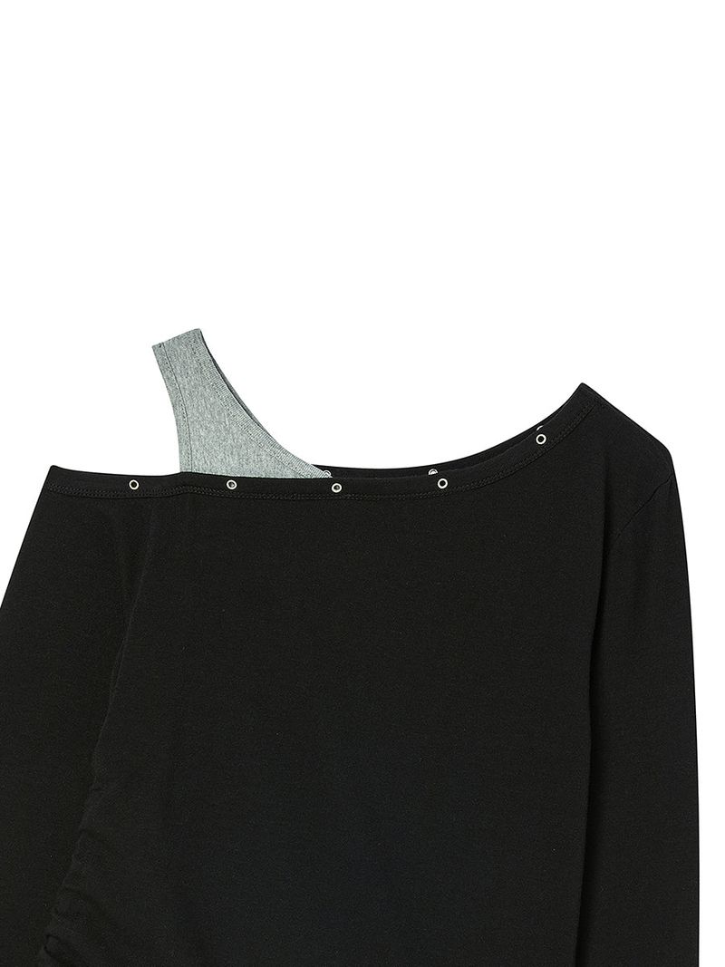 EYELET OFF SHOULDER L/S BLACK