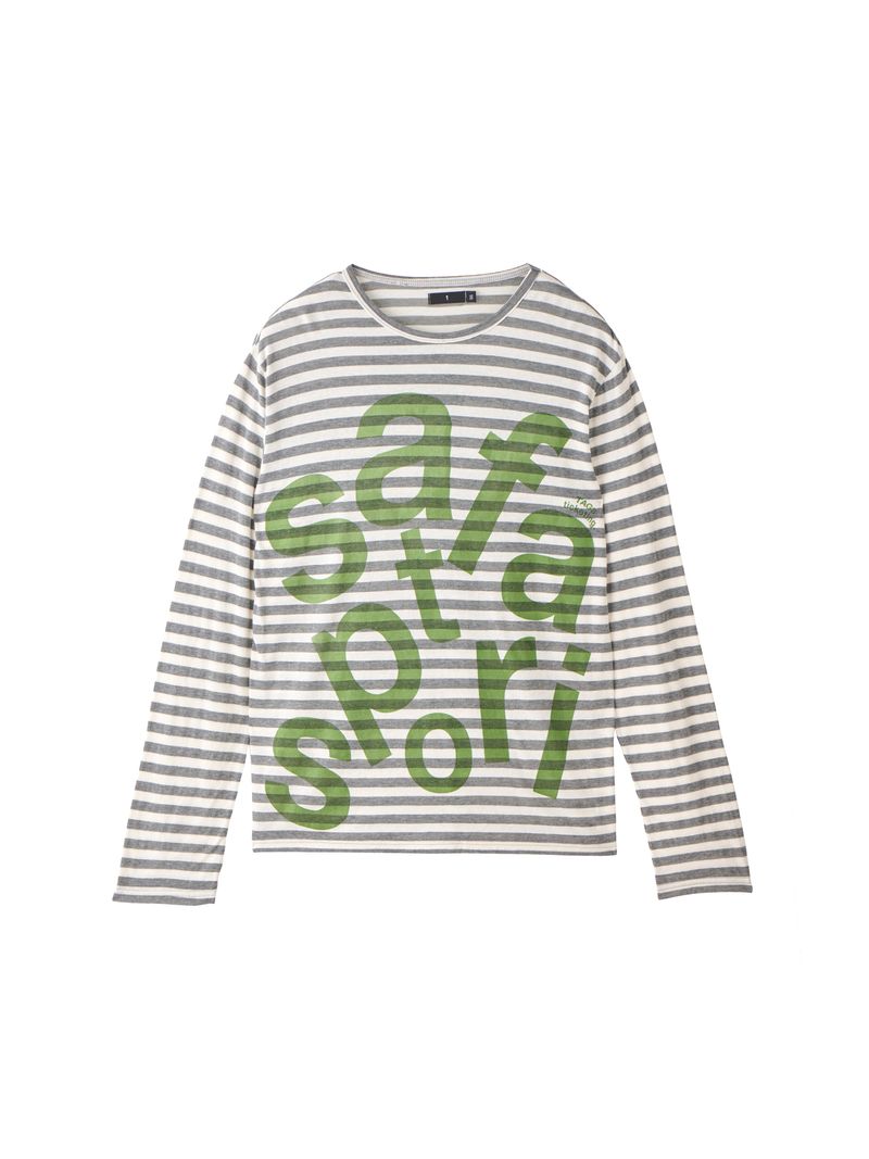 safarispot（サファリスポット）の「TICKETING STRIPE BORDER TEE (GREY)（Tops）」