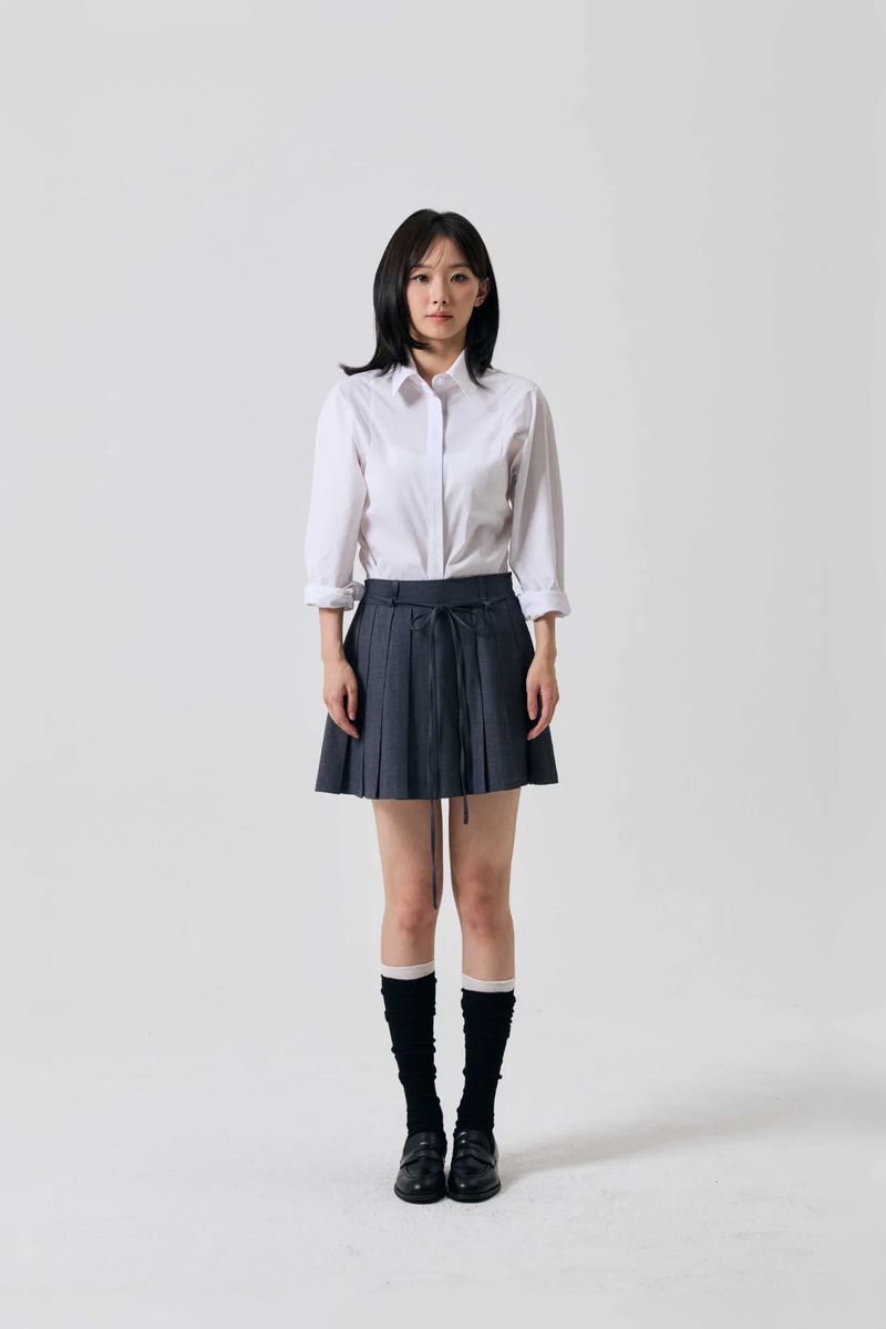 SWAN PLEATS SKIRT PANTS / CHARCOAL