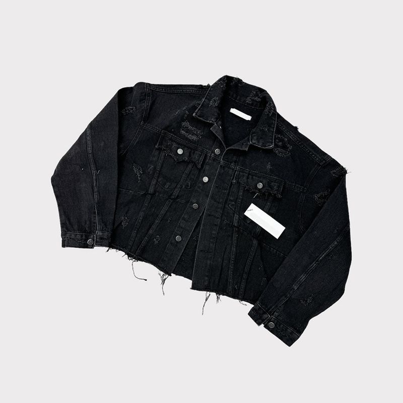 De Lap High Damage Crop Denim Jacket (2color)