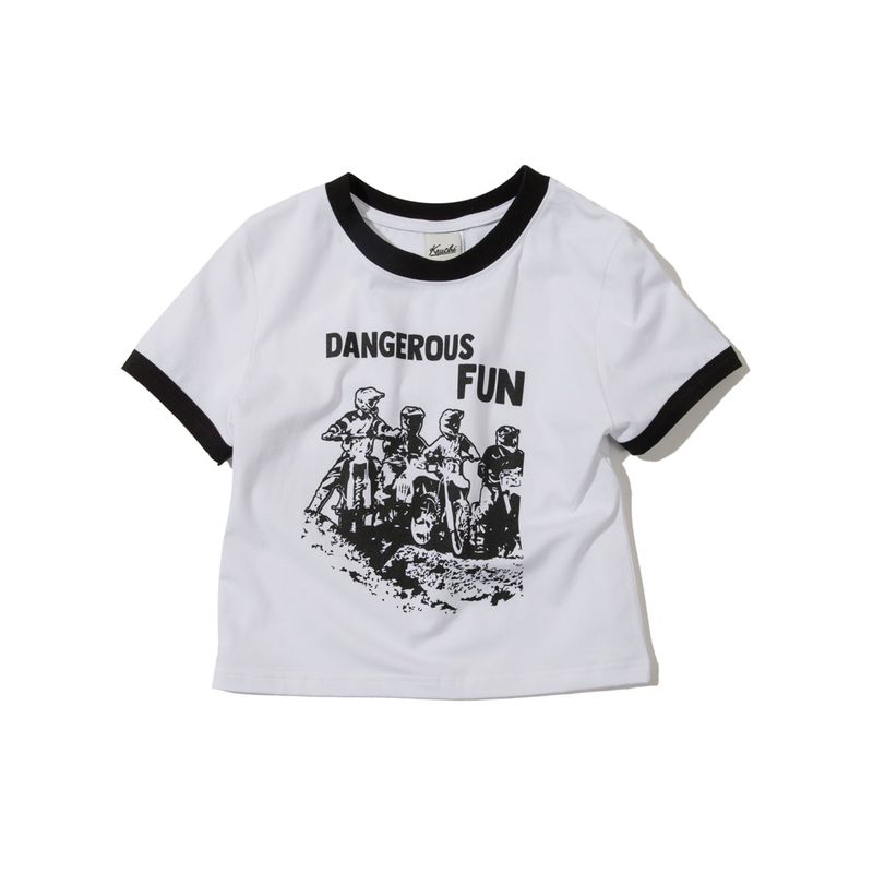 DANGEROUS FUN CROP T-SHIRT (WHITE)