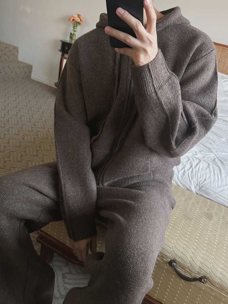 ASCLO Maison Knit Hood Zip Up & Pants (7color)