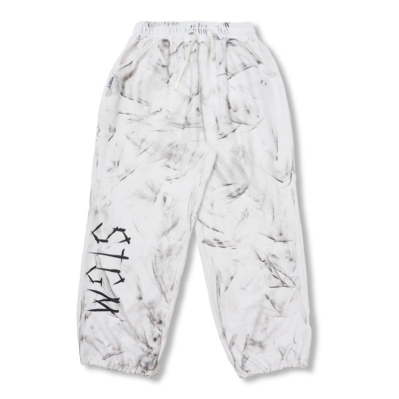 Dirty Washed Wide Jogger Pants Black / White