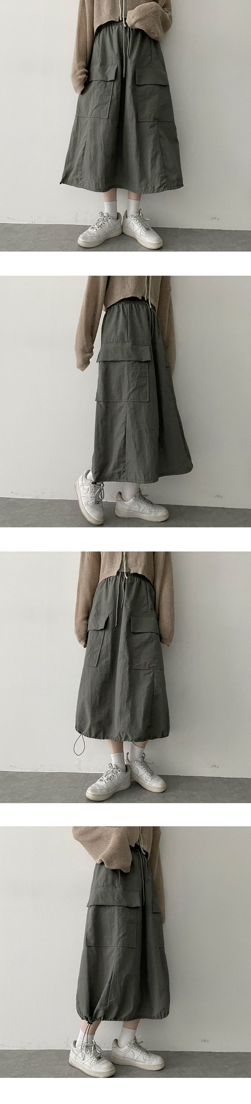 Top T-shirt nylon string long skirt