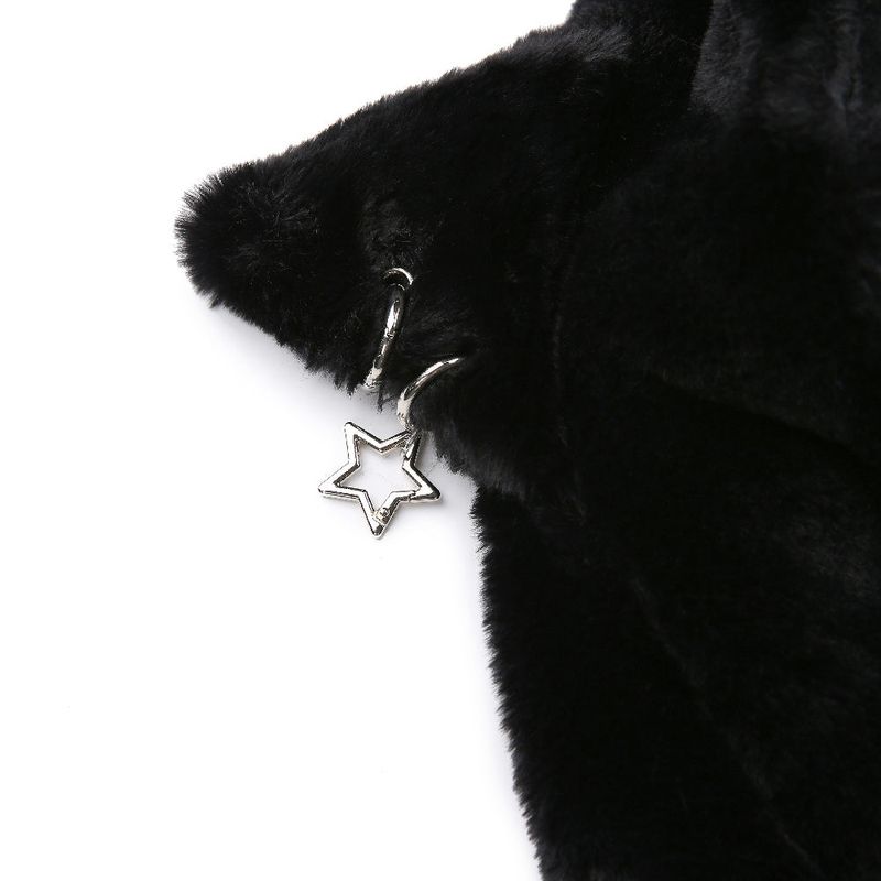 Cat Ear Fur jacket -  BLACK