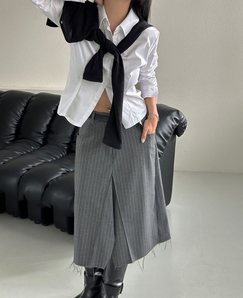 Bermuda Stripe Midi Skirt