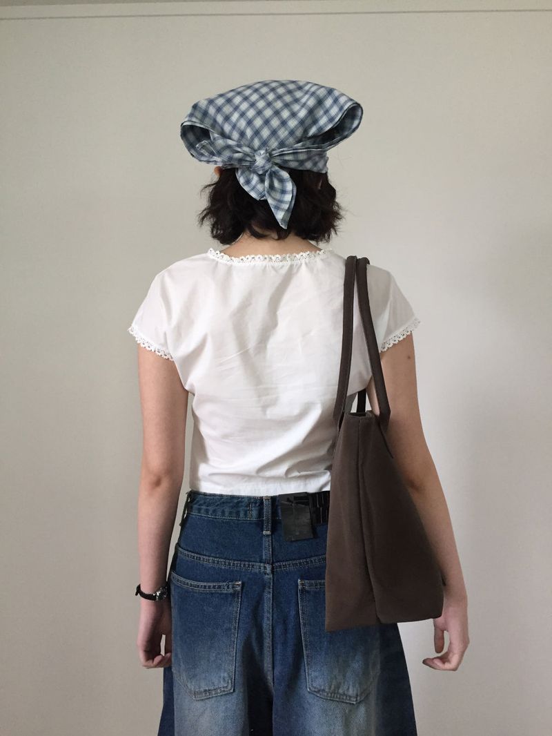 Plaid Scarf Ball Cap (2color)