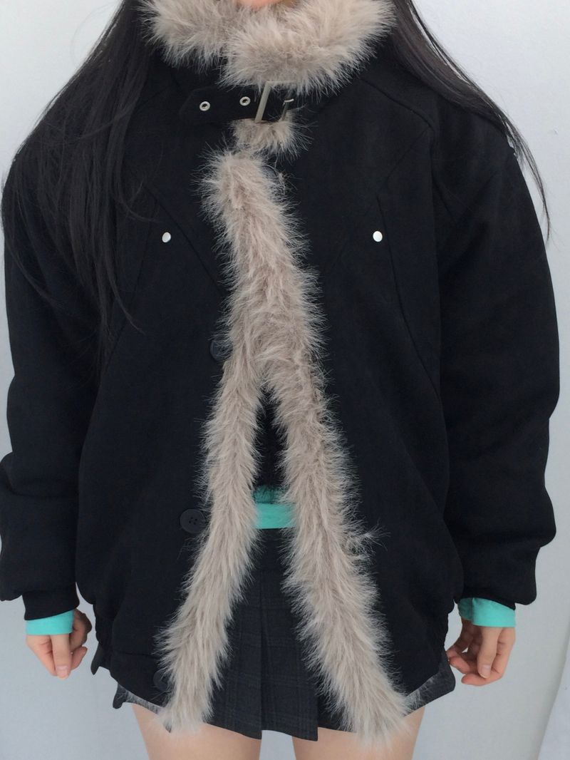 Milkfur high neck suede jumper