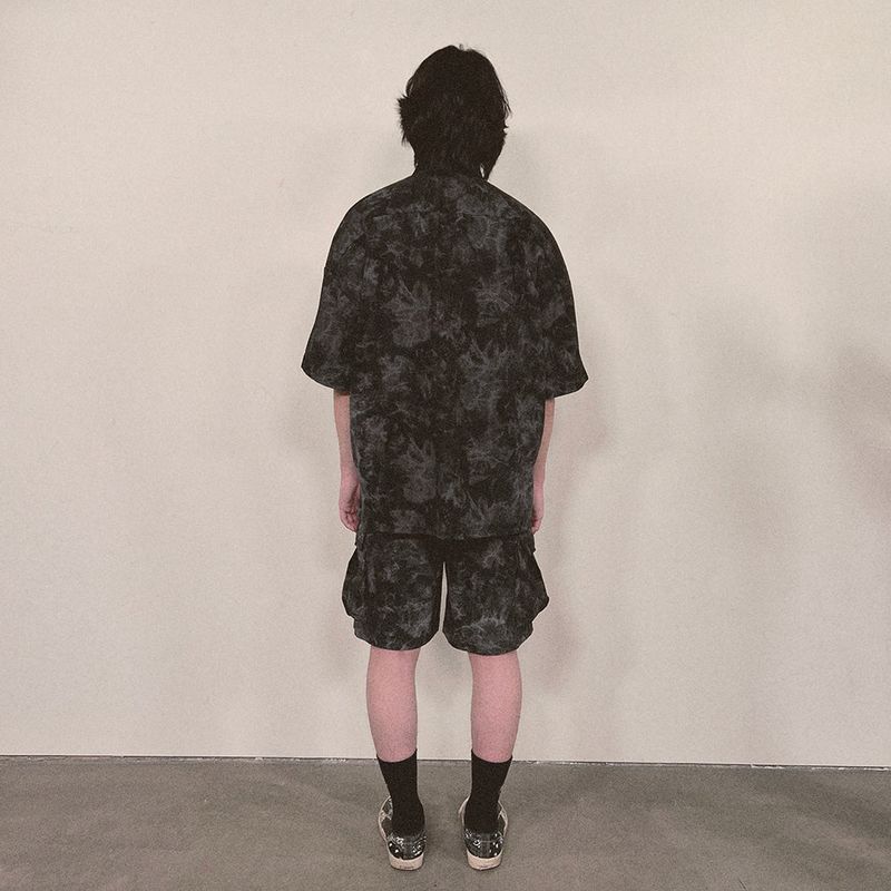 tie-dye half sleeve shirt_black